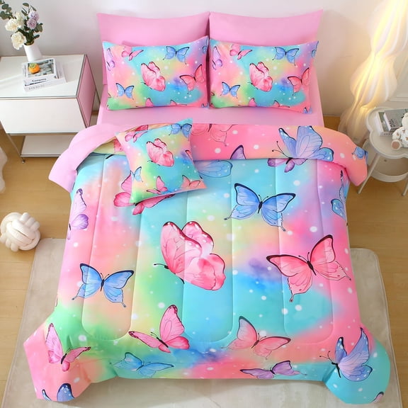 8 Pc Butterfly Comforter Set Full Rainbow Bedding Collection