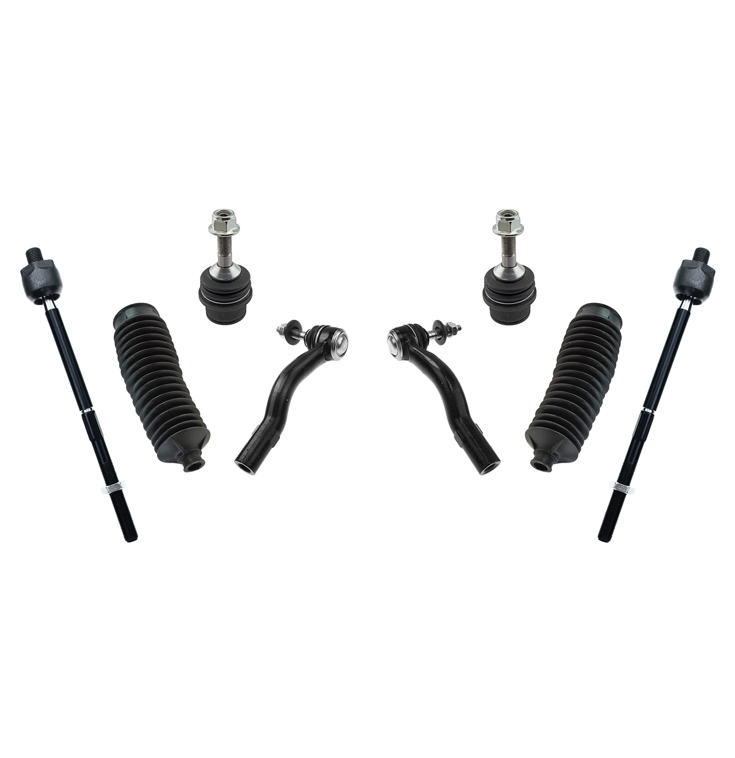 8 Pc Front Outer & Inner Tie Rod Ends, Rack & Pinion Bellow Boots