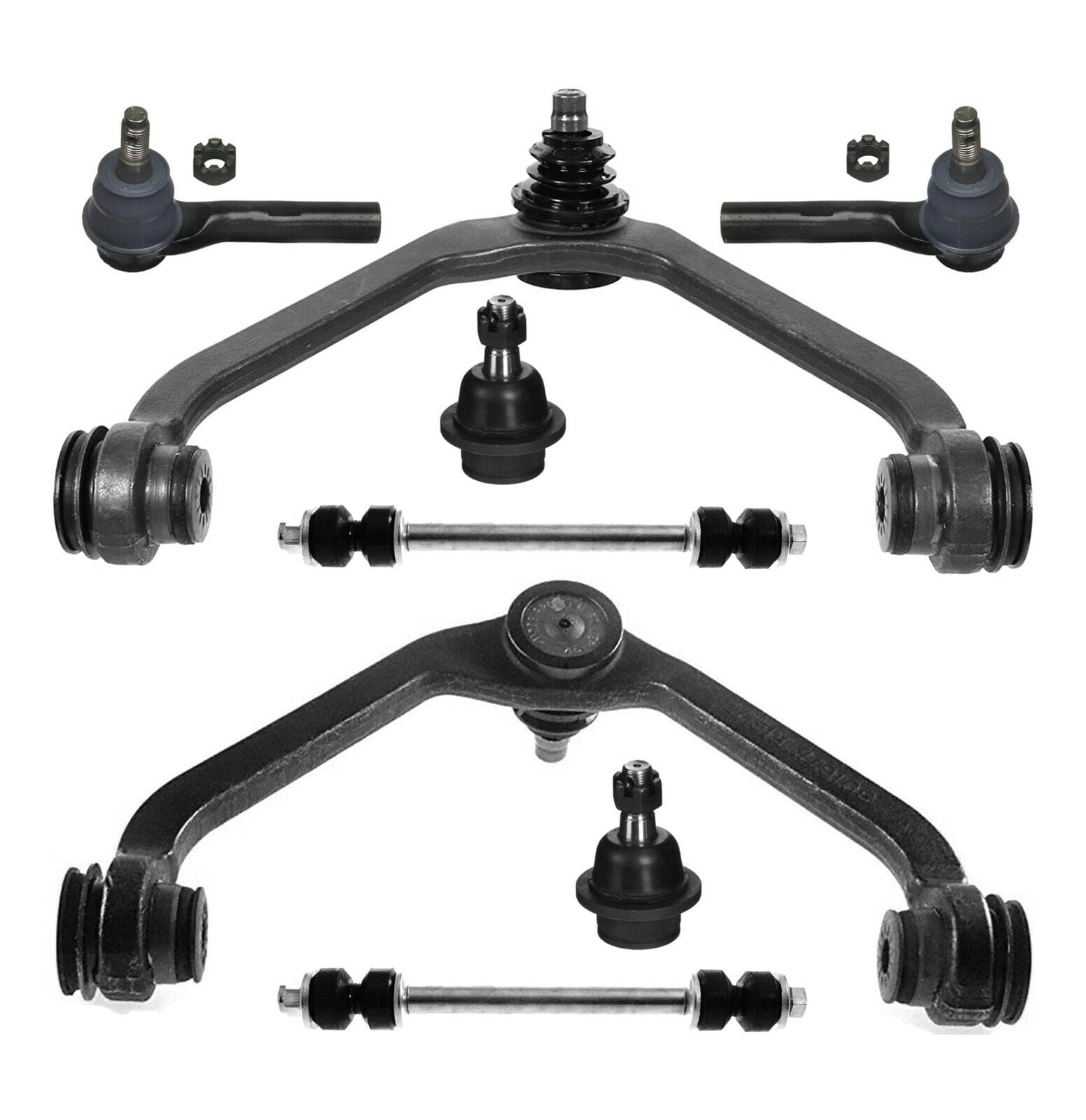 8 Pc Front Outer Tie Rod Ends Sway Bar Links Lower Ball Joints Upper
