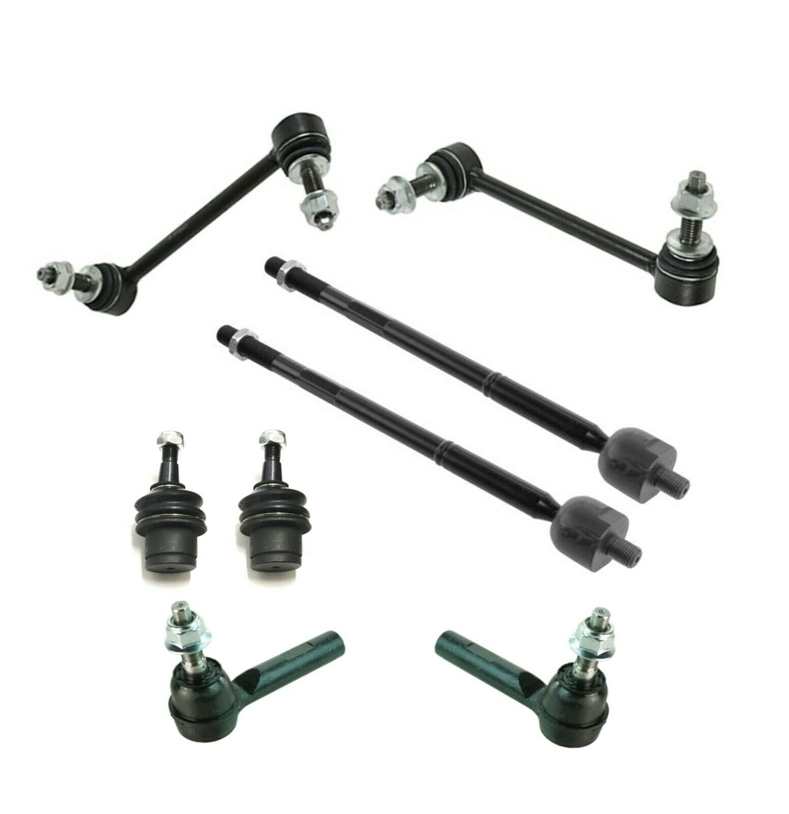 8 Pc Front Suspension Kit Inner & Outer Tie Rod End, Lower Ball Joints