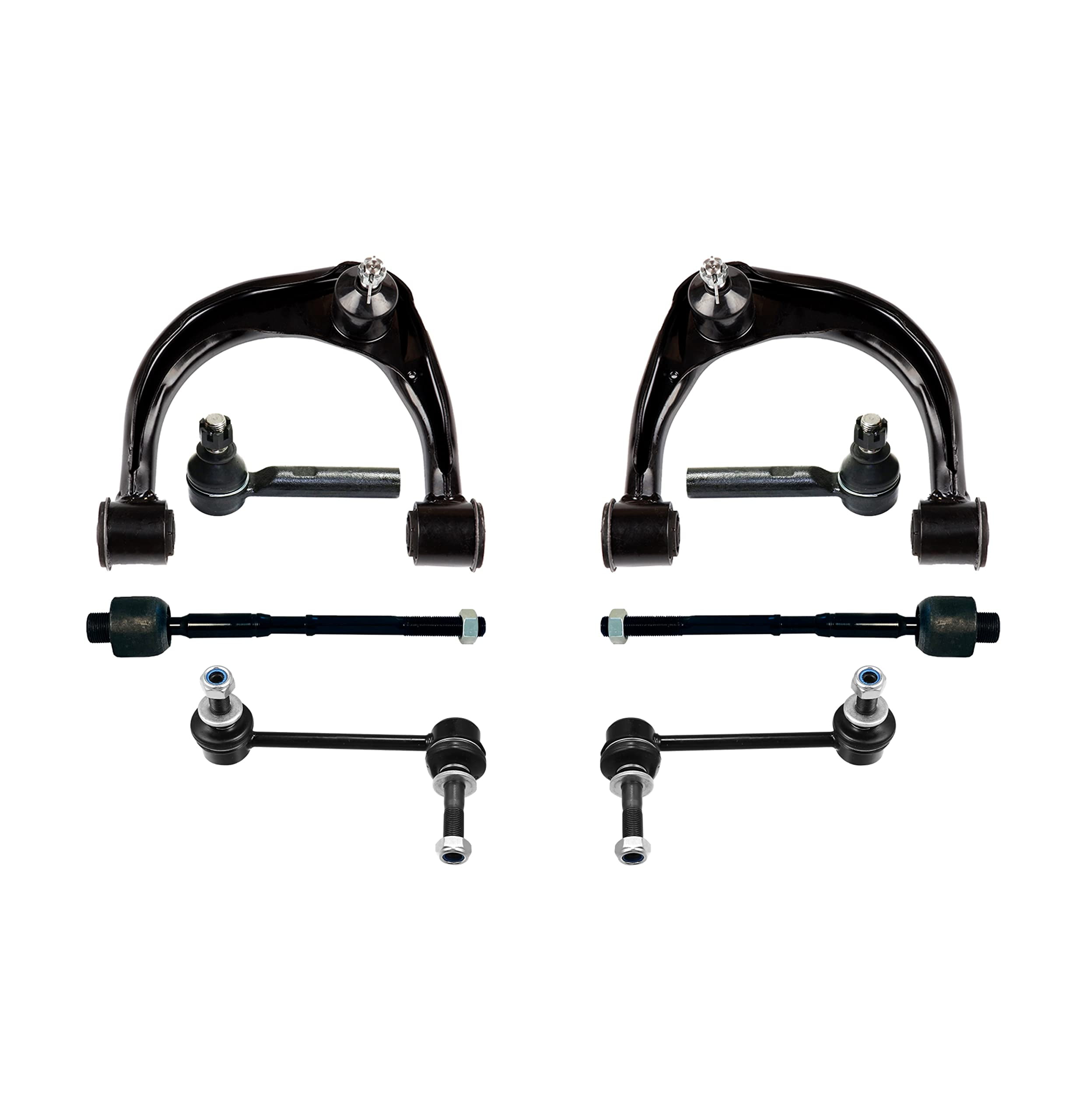 8 Pc Front Suspension Kit Upper Control Arms, Sway Bar Links, Outer & Inner Tie Rod Ends Fits