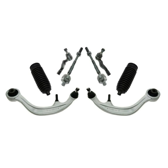 8 Pc Front Suspension Lower Rearward Control Arm Tie Rod Ends Rack & Pinion Bellow Boots Fits select: 2003-2007 INFINITI G35, 2003-2009 NISSAN 350Z