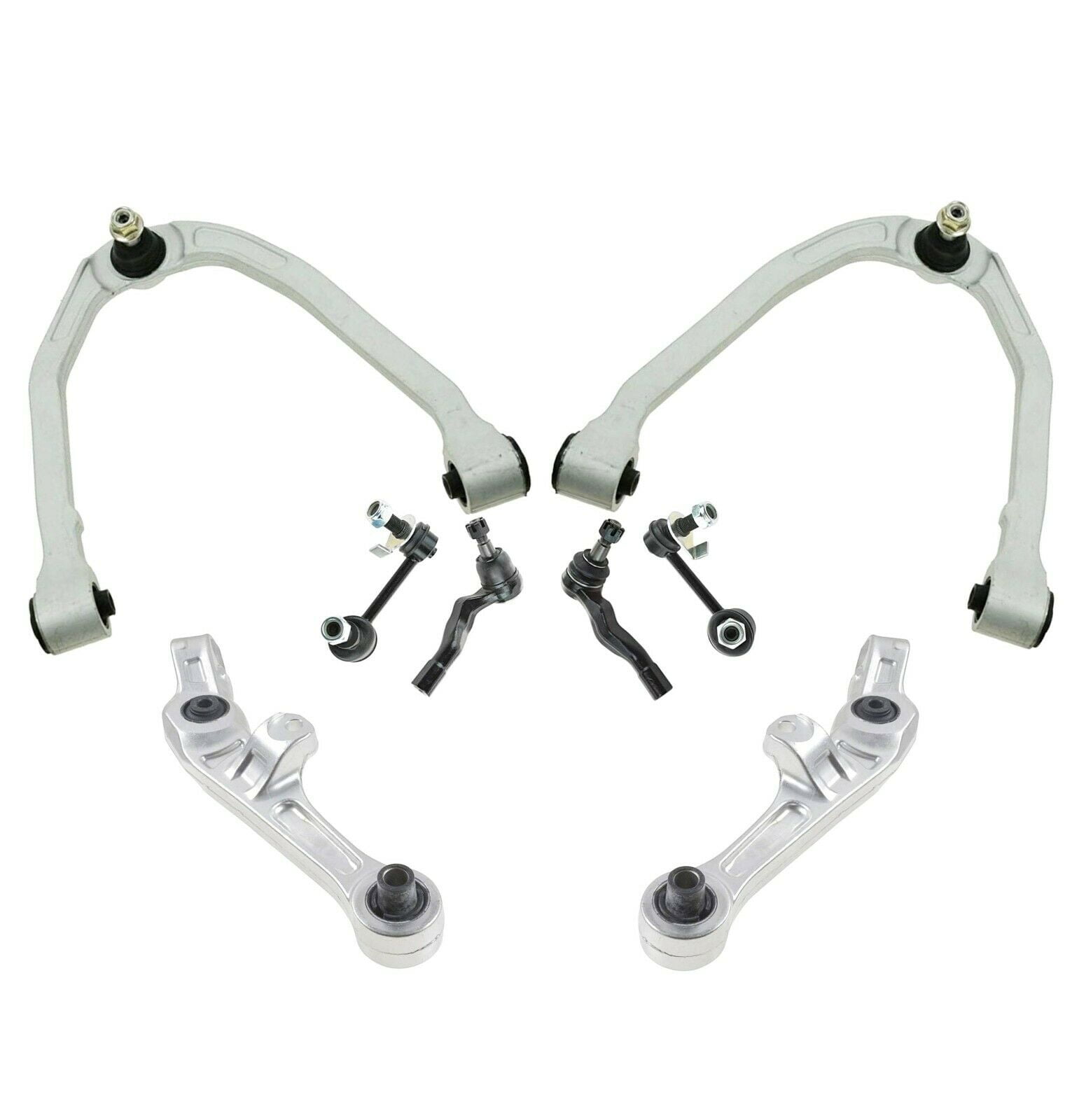8 Pc Front Upper & Lower Control Arms Outer Tie Rod Ends & Sway Bar