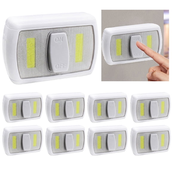 8 Pc Lot Bulk Wireless Wall Night COB LED Lights Cabinet Hallway Switch Battery