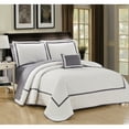 thumbnail image 1 of 8 Pc. Neal Hotel Collection 2 Tone banded Geometrical Embroidered Quilt in a bag Includes sheets set Shams and, 1 of 5