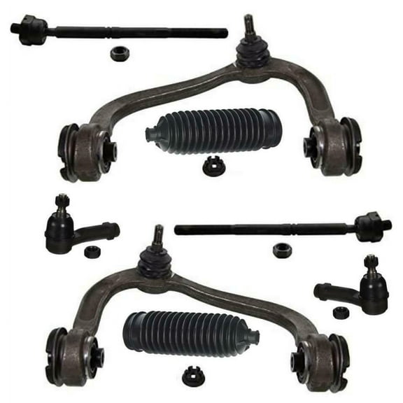 8 Pc New Suspension Upper Control Arm with Ball Joints Tie Rod Ends Ball Joints Bellow Boots