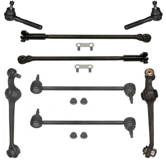 8 Pc Suspension Kit Front Inner & Outter Tie Rod Lower Control Arm Left & Right Sway Bar Links