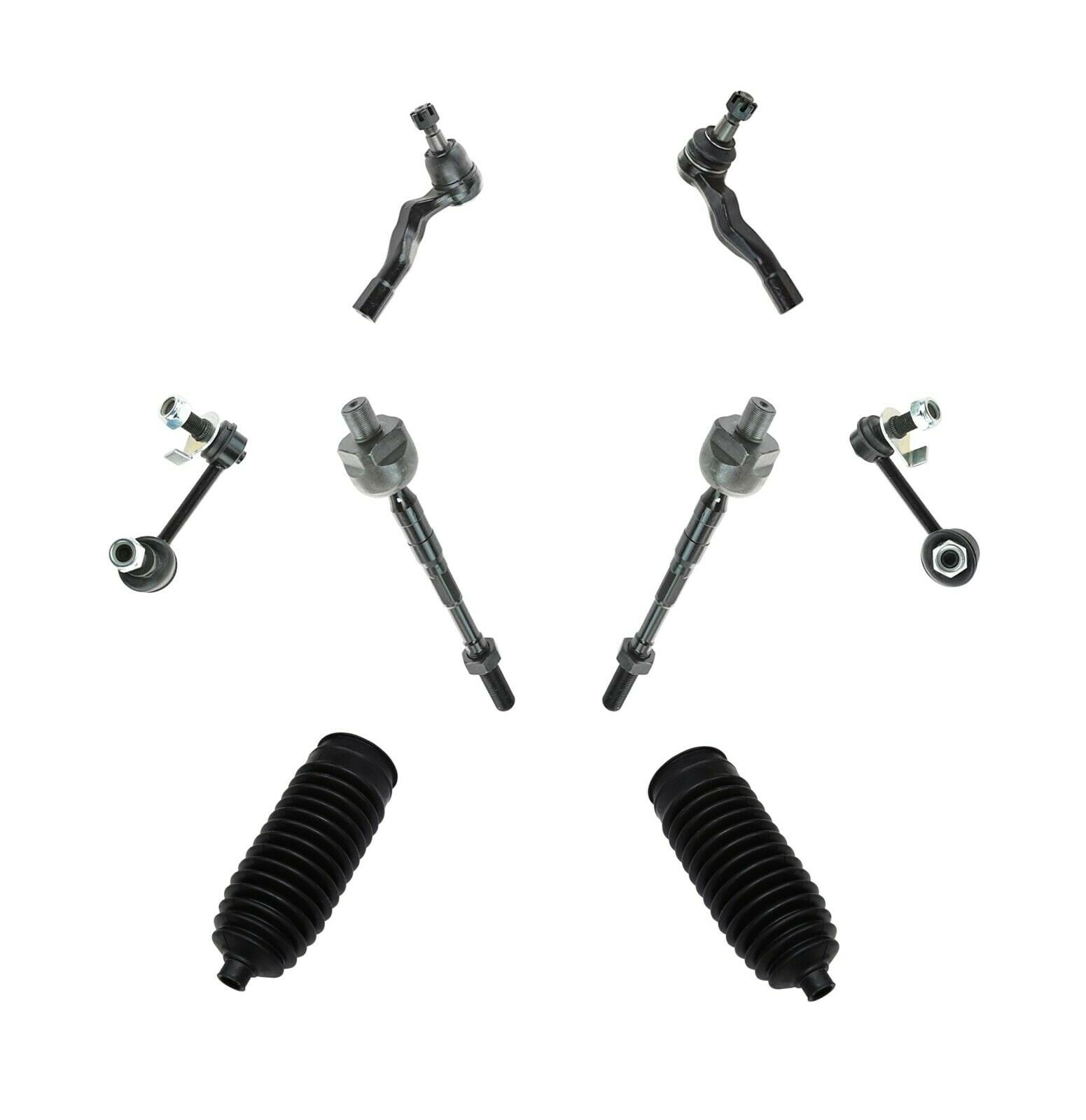 8 Pc Suspension Kit Rack & Pinion Bellow Boot Inner and Outer Tie Rod