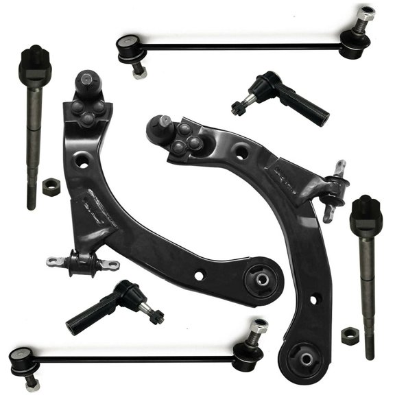 8 Pc Suspension Steering Kit Inner & Outer Tie Rod Ends Control Arms & Ball Joints Assembly Sway Bar End Links