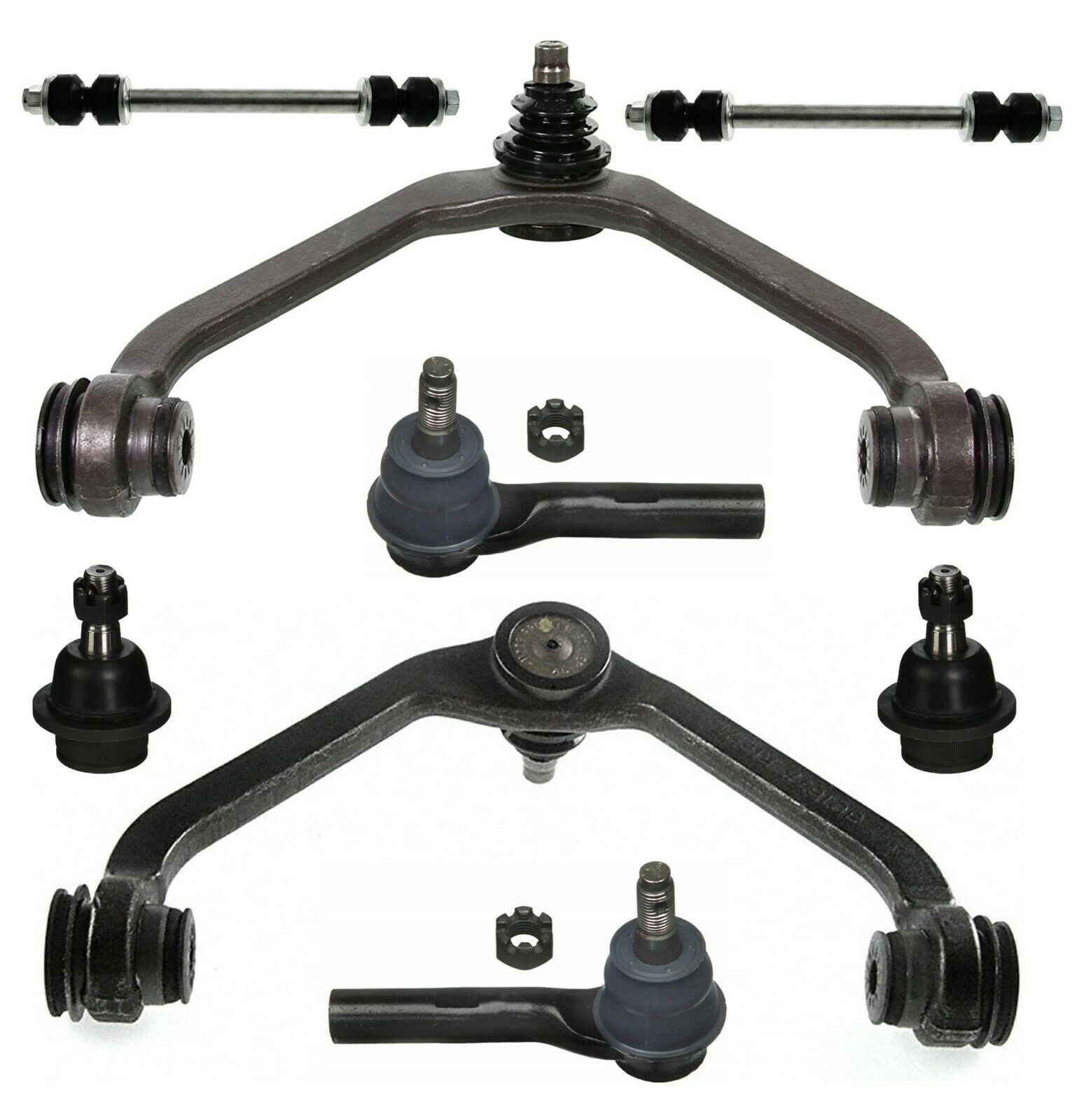 Front Control Arm Ball Joint Tie Rod End and Sway Bar Link Kit - 10-Piece - Compatible with 2010 - 2012 Ford Flex 2011