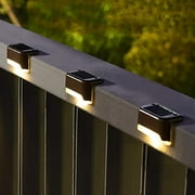 8 Pck Solar Deck Lights Fence Post Solar Lights for Patio Pool Stairs Step and Pathway, Weatherproof LED Deck Lights Solar Powered Outdoor LightsBrown - Warm White