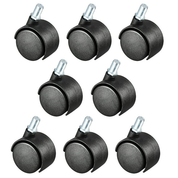 8 Pcs 1.5 Inch Swivel Caster Wheels Nylon 360 Degree Threaded Stem M8 x 15mm
