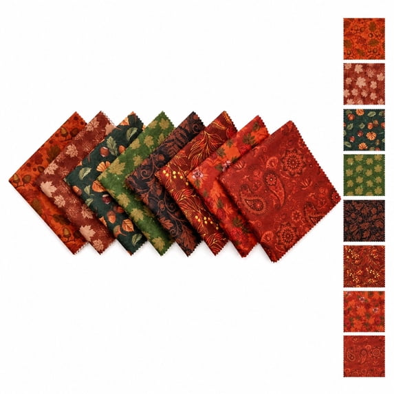 8 Pcs 10''x10'' Fall Maple Leaves Quilting Fabric Squares Autumn Precut ...