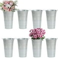 thumbnail image 1 of 8 Pcs 12 Inch Large Galvanized Metal Vases Farmhouse French Flower Bucket Vases for Cut Flowers for Home Decor and Wedding Table Centerpiece Decorations (Large Silver), 1 of 18