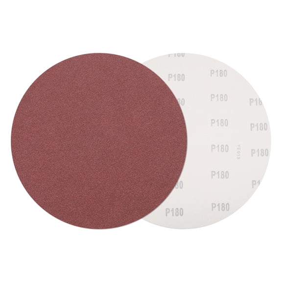 8 Pcs 12 Inch Sanding Disc 180 Grit Hook and Loop Sandpaper Random Orbital Sander Pads for Woodworking Automotive Metal Polishing, Red