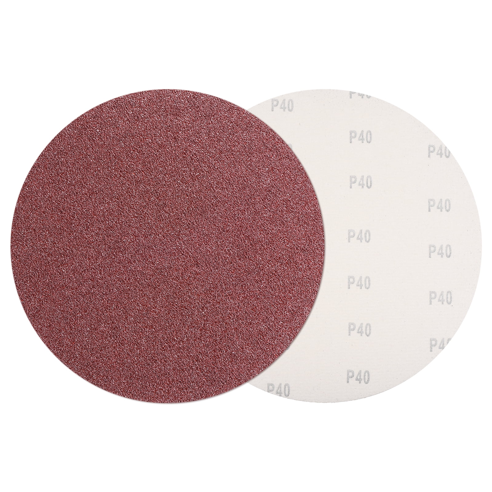 8 Pcs 12 Inch Sanding Disc 40 Grit Hook and Loop Sandpaper Random Orbital Sander Pads for Woodworking Automotive Metal Polishing, Red