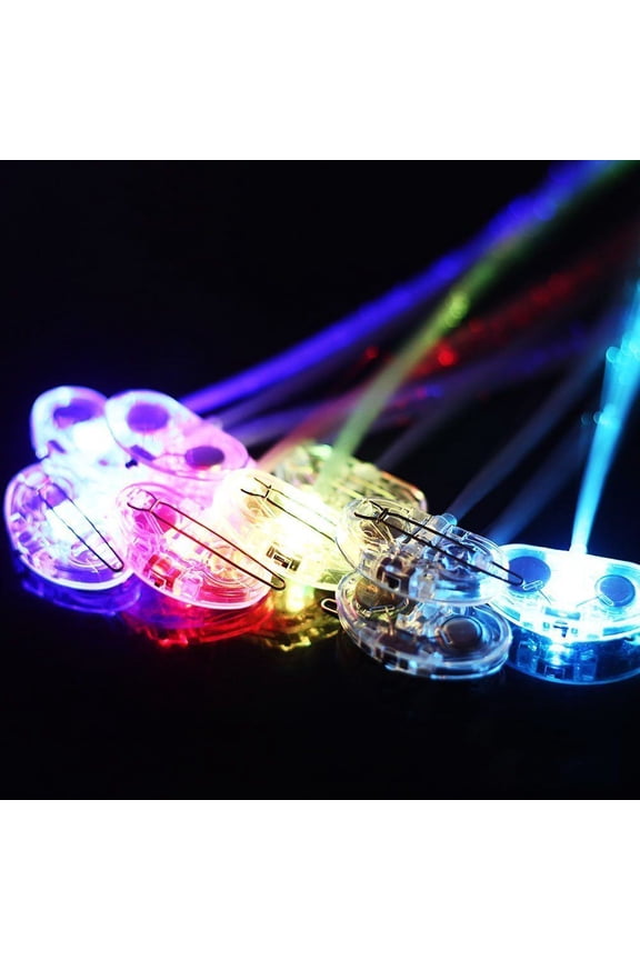 8 Pcs 14 inch LED Fiber Optic Lights up Flashing Hair Barrettes Party B-day