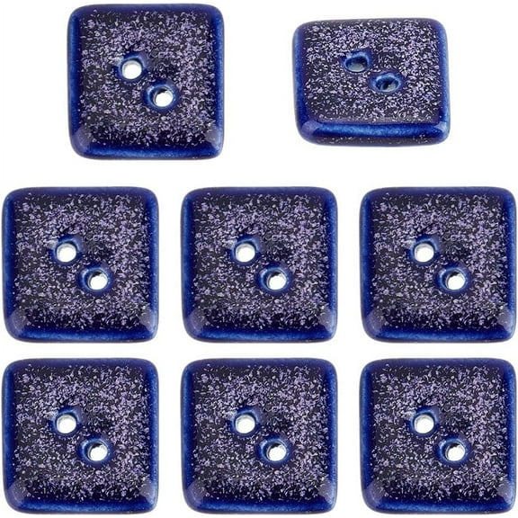 8 Pcs 16.5mm Square Ceramic Buttons 2-Hole Round Ceramic Midnight Blue Buttons 3mm Thick Ceramics Sewing Buttons for Shirt Sweater DIY Projects Sewing Crafting or Handmade- 1.8mm Hole Blue