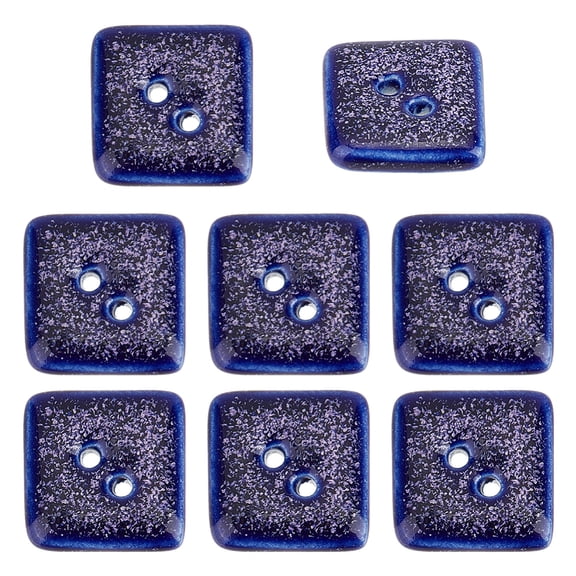 8 Pcs 16.5mm Square Ceramic Buttons 2-Hole Round Ceramic Midnight Blue Buttons 3mm Thick Ceramics Sewing Buttons for Shirt Sweater DIY Projects