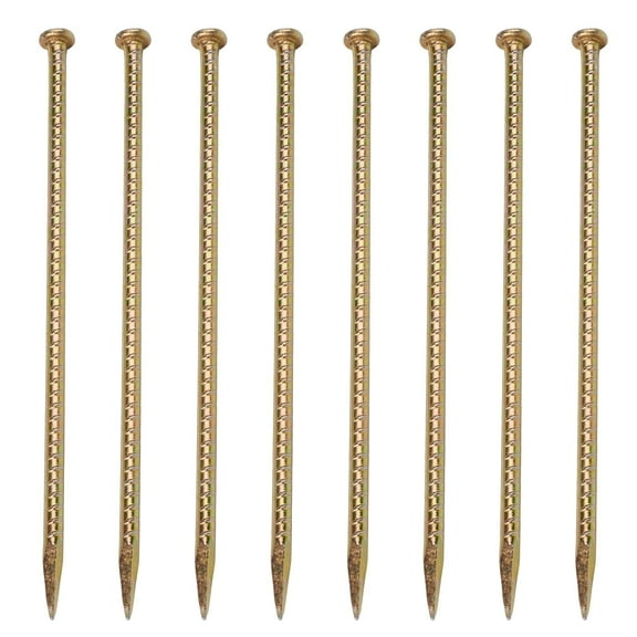 8 Pcs 16" Rebar Stakes Galvanized Steel Ground Anchors 1/2" Diameter - Heavy Duty for Plant Support Garden Stake Speed Bump, Wheel Stop, Tent