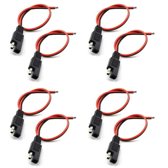 8 Pcs 18AWG SAE Extension Cable 2-Pin SAE Quick Connector Disconnect Plug 10A Solar Battery Panel SAE Plug Wire 1Ft/30cm,8 x SAE Extension Cable,red & black