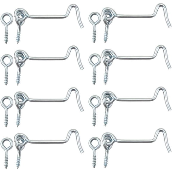 8 Pcs 2.5 inches Cabin Hook Eye Latch Gate Door Swivel Window Door Hook with Mounting Screws (Silver, 2.5 inches)