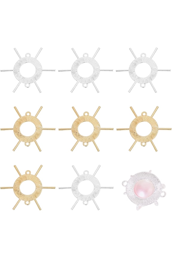 8 Pcs 2 Color 6 Claw Prong Base Pendant Setting Tray Setting Jewelry Findings Pendant Base Gemstone Support for Pendant Jewelry Necklace Making