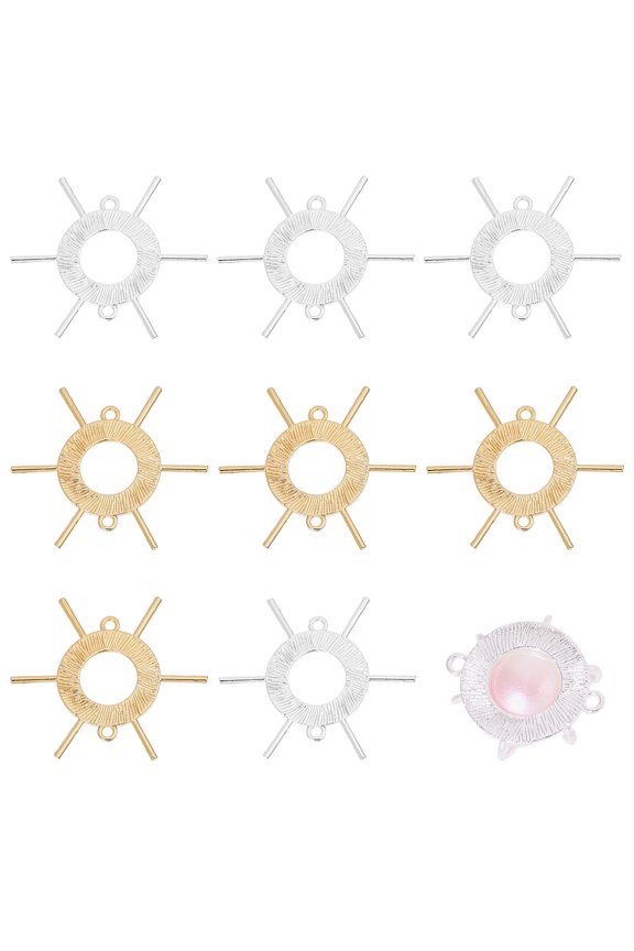 8 Pcs 2 Color 6 Claw Prong Base Pendant Setting Tray Setting Jewelry Findings Pendant Base Gemstone Support for Pendant Jewelry Necklace