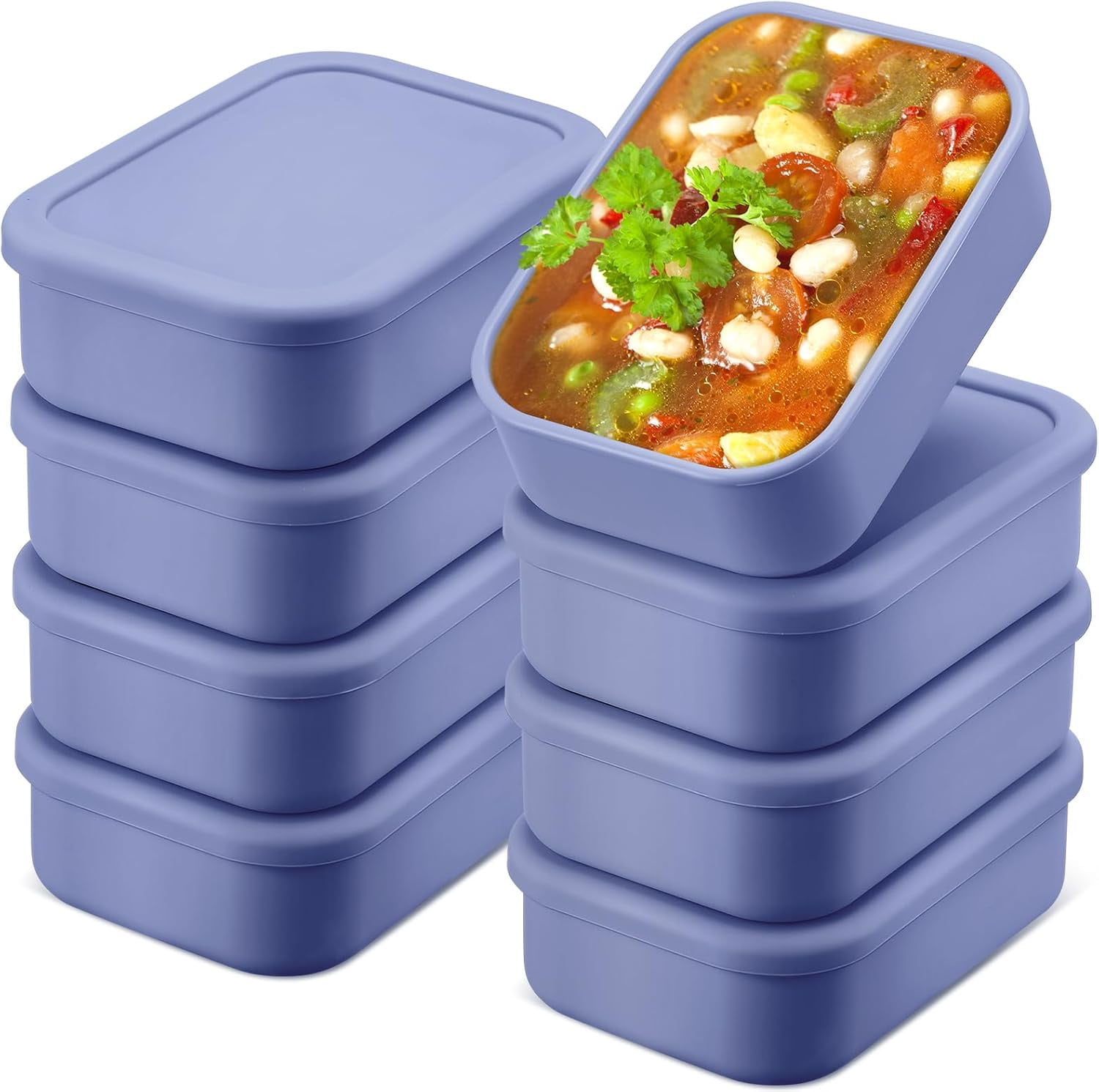 8 Pcs 2 Cup Silicone Freezer Trays with Lid Silicone Soup Freezer Molds ...