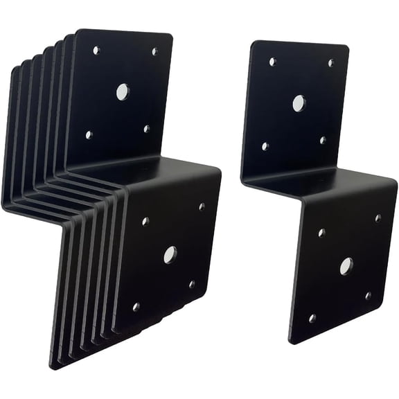 8 Pcs 2" Post to Beam Z Tie Plate Metal Bracket,Deck Joist Hanger Hurricane Ties Plate Fit 2x4 Cross Joist and 4x4 Post Trusses Wood Timber Connectors Table top Fasteners,Thickness 2 mm,Black