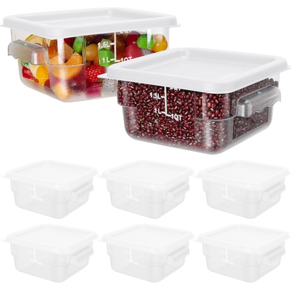 8 Pcs 2 Quart Clear Square Food Storage Containers with Lids White