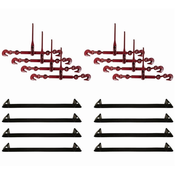 8 Pcs 3/8" - 1/2" Ratchet Chain Binder, 8Pcs Coil Racks for Steel Coils Securement