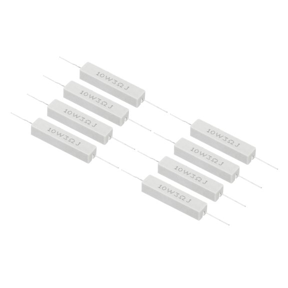 8 Pcs 3 Ohm Resistors, 10W Ceramic Cement Resistor Power Cement Resistor Kit Tolerance 5% for Power Adapters Audio Computer TV Circuit Board