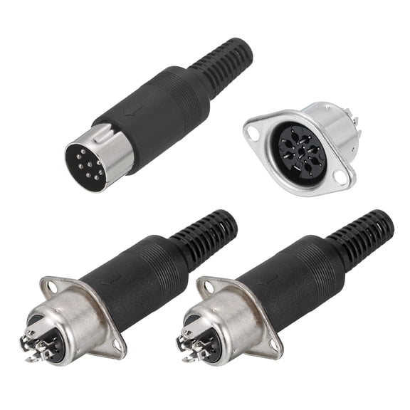 6 Pcs 8-Pin DIN Male Plug Connector+Female Adapter Recessed Socket Panel Mount