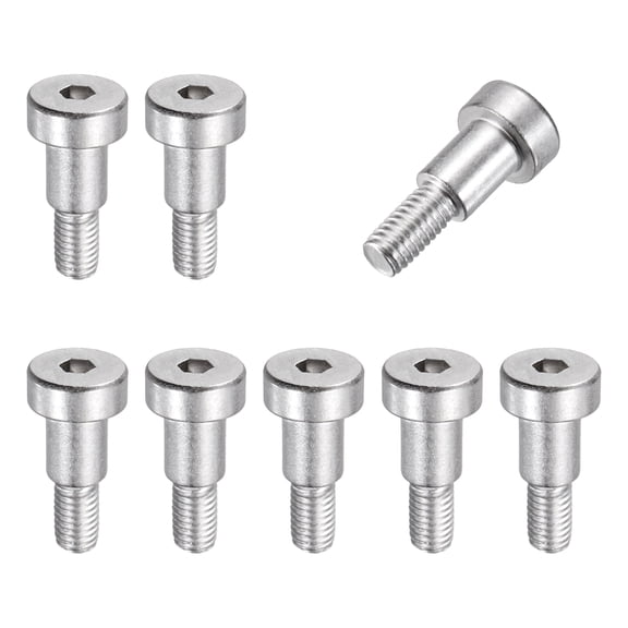 8 Pcs 304 Stainless Steel Shoulder Bolt 8mm Shoulder Dia 10mm Shoulder Length M6x1 Thread Hex Socket Shoulder Bolts for Hydraulic Injection Molding Machinery Industries
