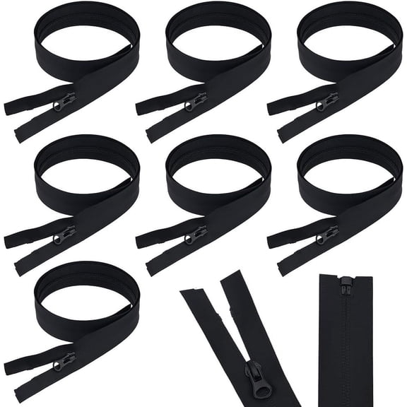 8 Pcs 32 Inch Separating Zippers #5 Black Nylon Zippers with Alloy Zipper Slider Waterproof Zip-Fastener for Sewing Jackets Backpacks Suitcases