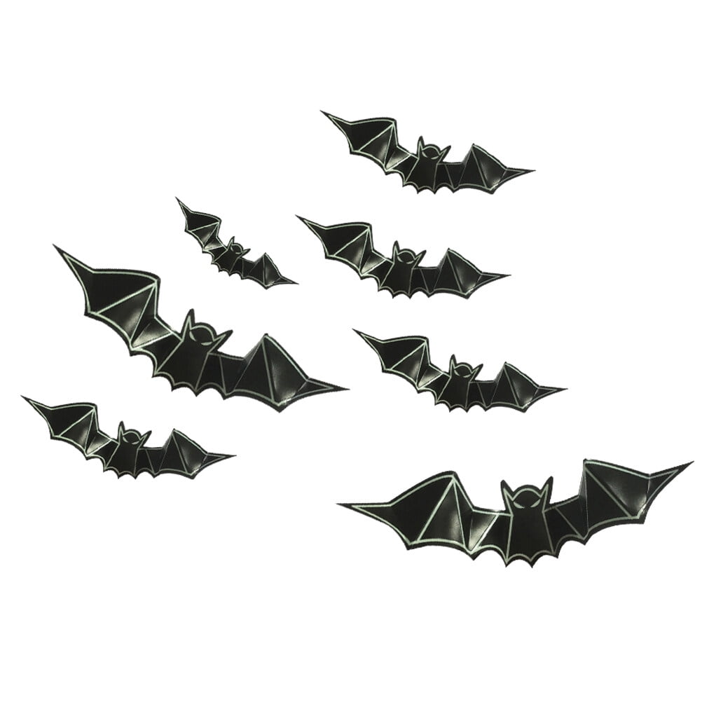 8 Pcs 3D PVC Bat Wall Decals Glow in The Dark Bat Luminous Wallpaper