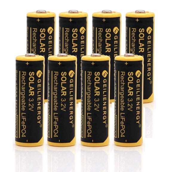 GLESOURCE (8 PCS) 3.2v 4/5 AA 14430 500mAh LiFePO4 Lithium Rechargeable Solar Battery for Outdoor Solar Lights