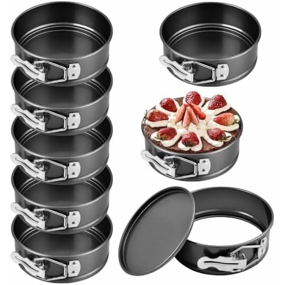 8 Pcs 4.8 Inch Springform Pans, Mini Round Cheesecake Pans with Removable Bottom, Steel Nonstick Cake Pans for Baking, Pizzas and Quiches$$Home Decor, Kitchen, & Other