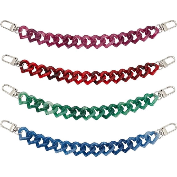 8 Pcs 4 Colors Acrylic Heart Shoe Charm Chains Love Heart Shoe Charms Colorful Shoe Decoration with Alloy Swivel Clasps for Boots Shoe Decor