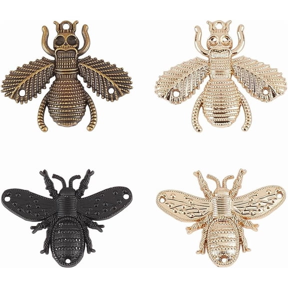 8 Pcs 4 Colors Bee Buttons 2 Styles Retro Little Bee Craft Purses Leather Decorative Conchos Buttons Metal Stud Screw Back Rivet