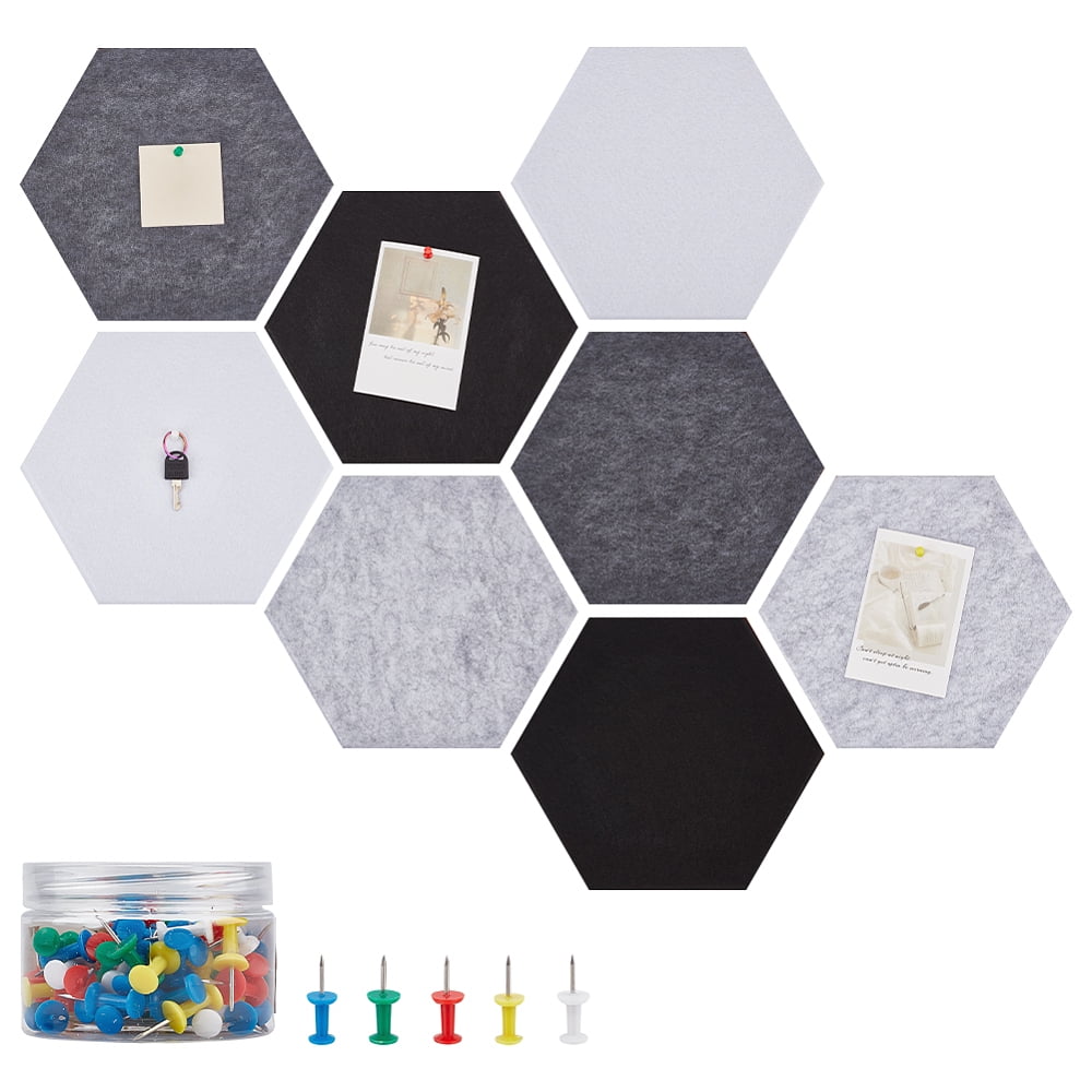 8 Pcs 4 Colors Felt Pin Board Notice Boards with 80 Thumbtacks 10.2x11.7inch Self Adhesive Felt Pin Board Bulletin Board Sound Absorbing