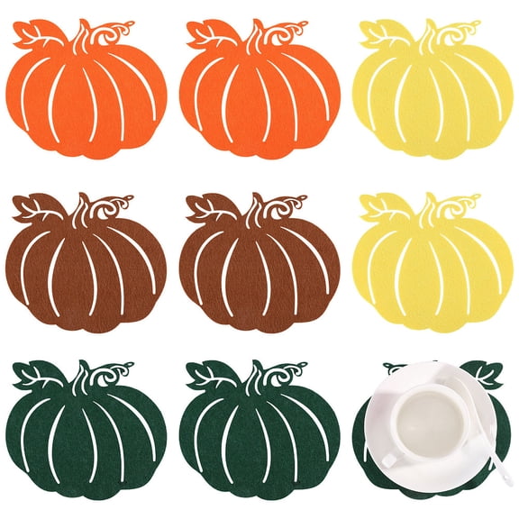 8 Pcs 4 Colors Thanksgiving Pumpkin Placemats Felt Placemat Pumpkin Non-Slip Table Mat for Home Dinner Table Decoration 150x170 mm DIY
