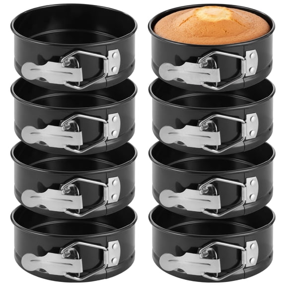 8 Pcs 4-Inch Nonstick Springform Pan Set, Carbon Steel Mini Cheesecake Pans with Removable Bottom & Leakproof Design, Ideal for Home Baking Cakes & Desserts