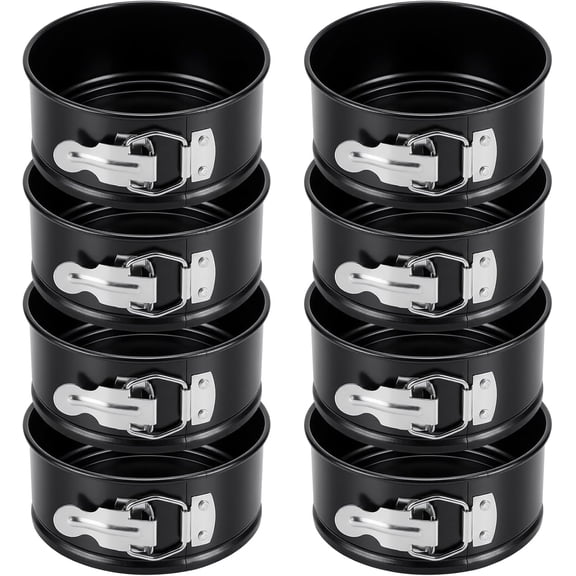 8 Pcs 4 Inch Springform Pan for Baking Mini Cheesecake Pans with Removable Bottom Nonstick Leakproof Round Cake Mold Spring Form Molds for Mini Cheesecake Pizza and Quiches (Black)