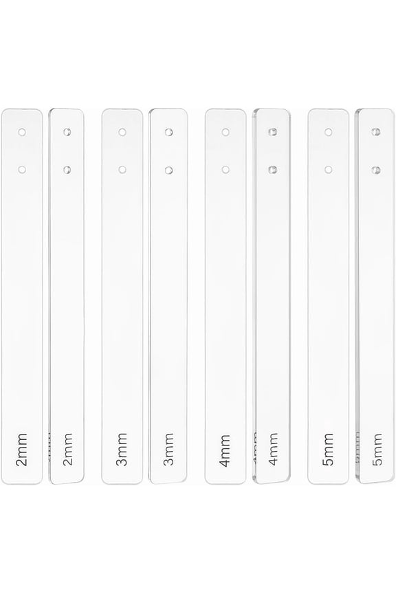 8 Pcs 4 Sizes Clay Depth Guides 2/3/4/5mm Acrylic Clay Thickness Guide Set Clay Roller Guides with Hole for Polymer Jewelry Making Earrings DIY Clear