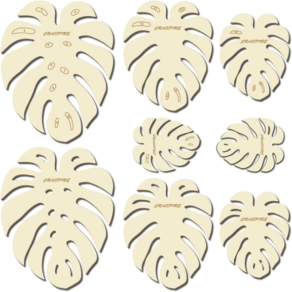 8 Pcs 4 Sizes Large Macrame Leaf Template Summer Monstera Leaves Natural Wood Cutting Molds Rustic Tassel Wooden Templates Hanging Tool for DIY Crafts Making Home Wall Decoration