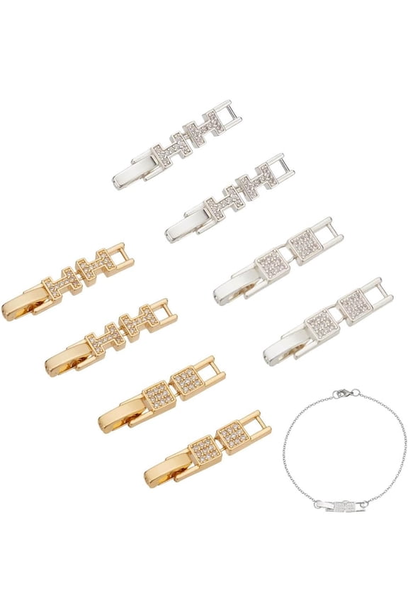 8 Pcs 4 Styles Brass Fold Over Clasps Gold and Silver Watch Bands Extension Clasp Long-Lasting Plated Jewelry Extenders for Necklace Bracelet Jewelry Making