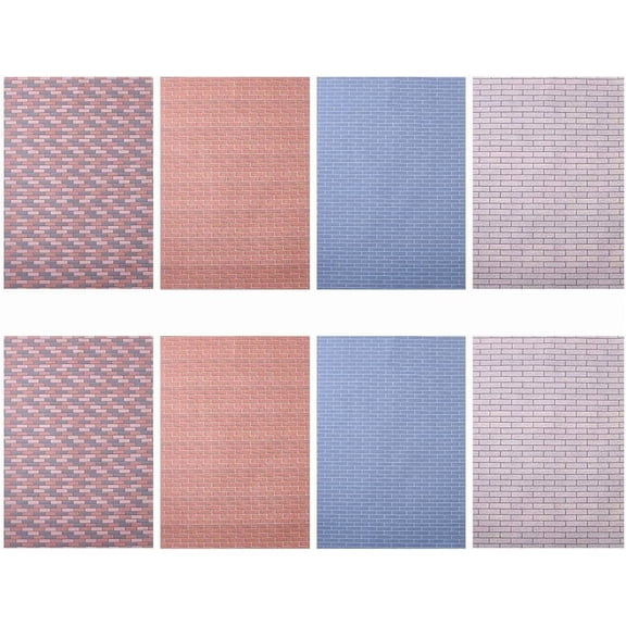 8 Pcs 4 Styles Miniature Dollhouse Wallpapers 29.7x21cm/11.69x8.27 Inch Self-Adhesive Dollhouse Wall Cladding Dollhouse Wall Stickers Dollhouse Decorative Flooring for DIY Crafting Mixed Color