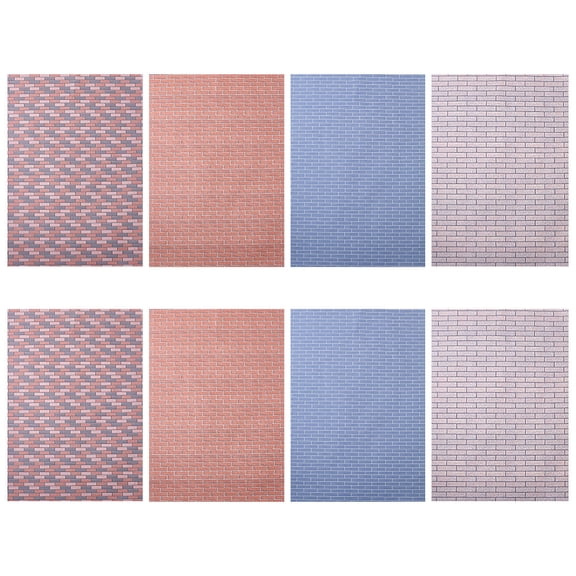 8 Pcs 4 Styles Miniature Dollhouse Wallpapers 29.7x21cm/11.69x8.27 Inch Self-Adhesive Dollhouse Wall Cladding Dollhouse Wall Stickers Dollhouse